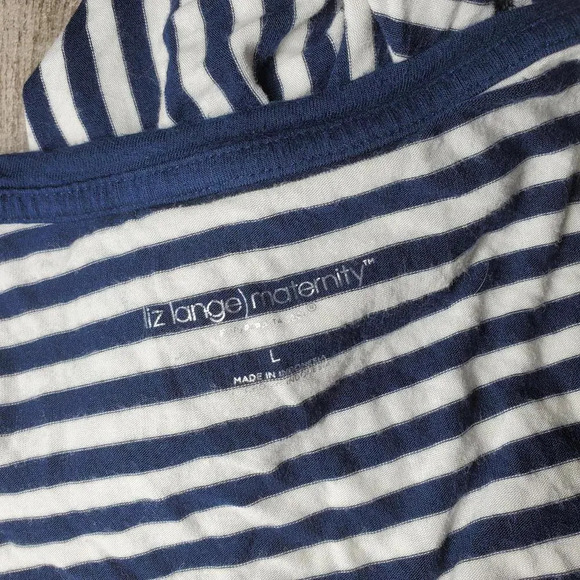 Liz Lange Maternity Women's Navy Blue and White Striped Midi Dress Size Large - Picture 3 of 15